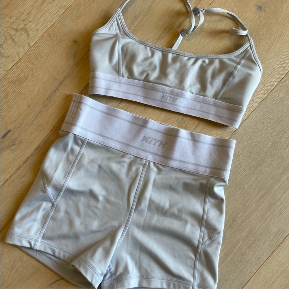 Kith Women's Light Gray Sports Bra and Shorts